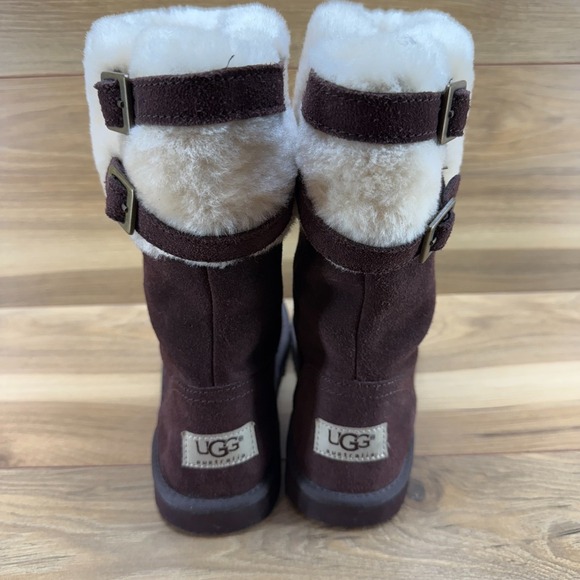 UGG Aleyah Youth Big Girls Boots Size 5 Brown Suede Shearling Fur Lined - Picture 8 of 11